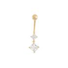 10k Yellow Gold Cubic Zirconia Square Drop Belly Ring