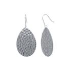 Silver Reflections&trade; Silver-plated Hammered Pear-shaped Drop Earrings
