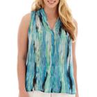 Worthington Sleeveless Button-front Shirt - Plus