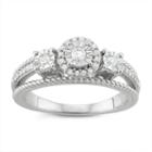Womens 1/4 Ct. T.w. Round White Diamond Sterling Silver Side Stone Ring