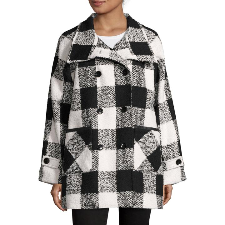 Kc Collections Plaid Walker Coat