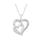 Forevermine 1/4 Ct. T.w. Diamond Sterling Silver Double-heart Pendant Necklace