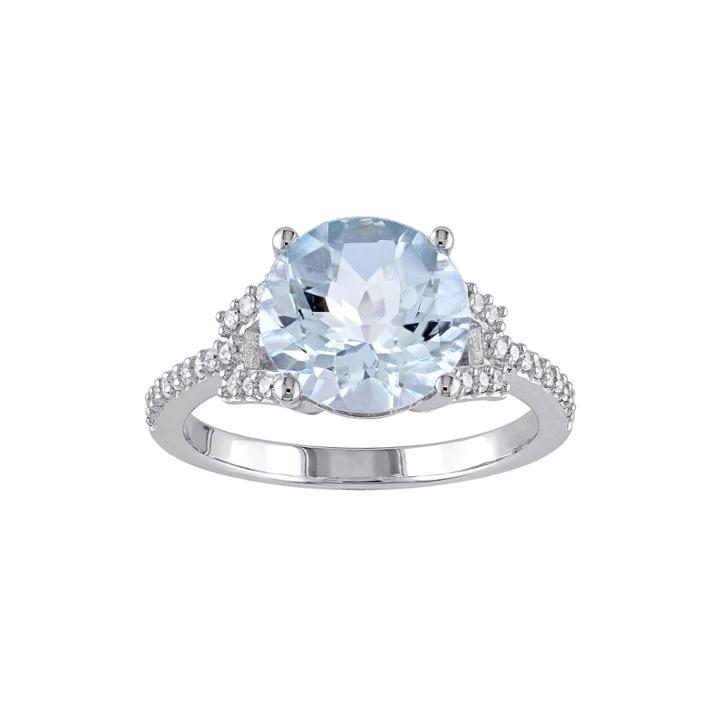 Genuine Amethyst And 1/6 Ct. T.w. Diamond 10k White Gold Ring