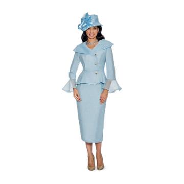 Giovanna Collection Women's Peplum 2-piece Textured Suit With Netting Trim