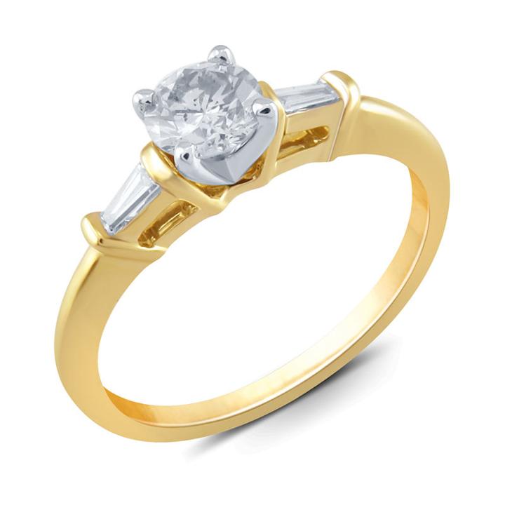 Womens 1/2 Ct. T.w. Genuine Round White Diamond 14k Gold Solitaire Ring
