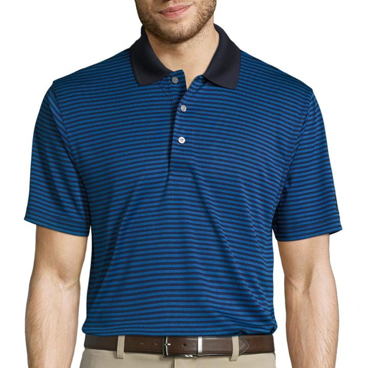 Pga Tour Short Sleeve Stripe Mesh Polo Shirt