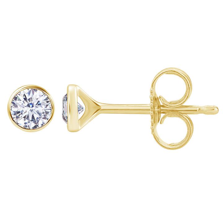 1/6 Ct. T.w. Genuine White Diamond 14k Gold 3mm Round Stud Earrings