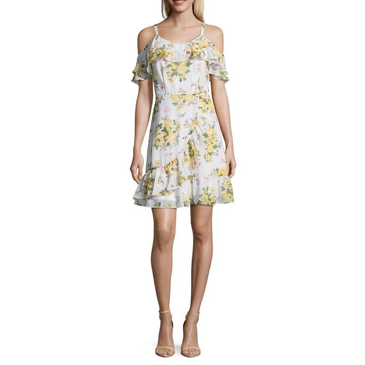 Disney Princess Short Sleeve Floral Maxi Dress-juniors