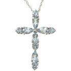 Aquamarine & Lab-created Sapphire Cross Pendant Necklace