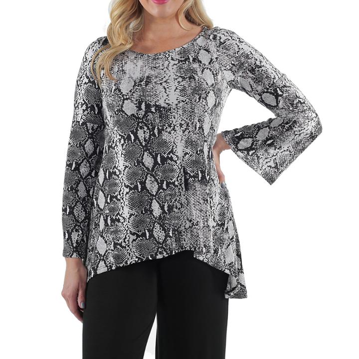 24/7 Comfort Apparel Animal Print Tunic Top
