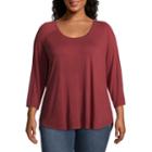A.n.a 3/4 Sleeve Scoop Neck T-shirt - Plus