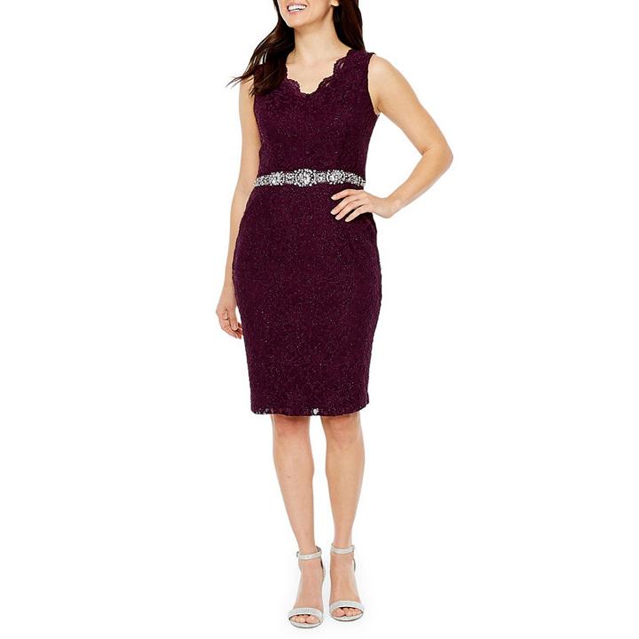 Jackie Jon Sleeveless Lace Sheath Dress