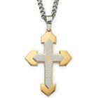 Mens Lord's Prayer Stainless Steel Cross Pendant Necklace