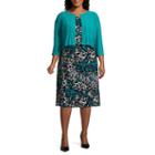 Danny & Nicole 3/4 Sleeve Jacket Mid Length Dress - Plus
