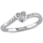 Womens Diamond Accent Genuine Diamond White Sterling Silver Heart Cocktail Ring