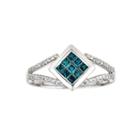 Limited Quantities 1/2 Ct. T.w. Color-enhanced Blue Diamond 10k White Gold Ring