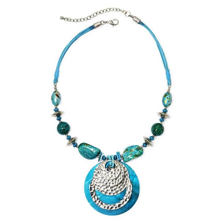 Aris By Treska Aqua Shell Pendant Necklace