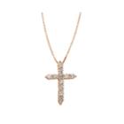 14k Rose Gold 1/4 Ct. T.w. Diamond Igl Certified Cross Pendant Necklace