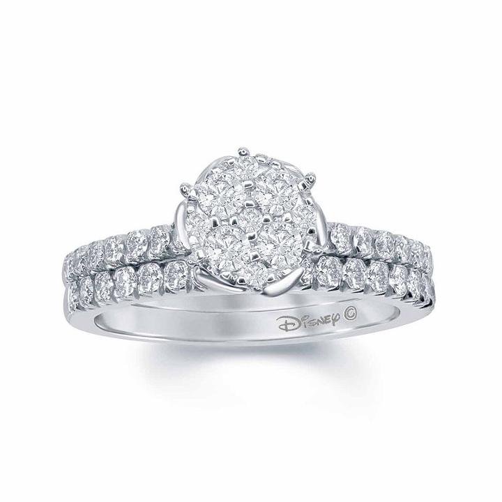 Enchanted Disney Fine Jewelry 3/4 C.t.t.w. Diamond 14k White Gold Belle Rose Cup Bridal Set