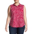 St. John's Bay Sleeveless Classic Button Front Shirt - Plus