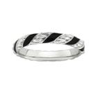 Personally Stackable Sterling Silver Black Enamel Ribbon Ring