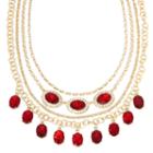 Monet Red And Clear Crystal Layered Necklace