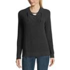 St. John's Bay Long Sleeve Lace Up Sweater