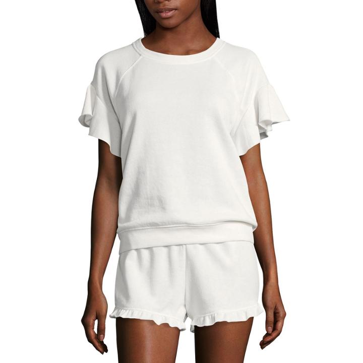 Flirtitude Ruffle Short Sleeve Sweatshirt-juniors