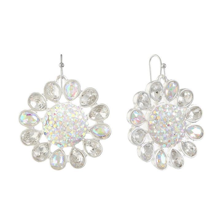 Liz Claiborne White Flower Drop Earrings