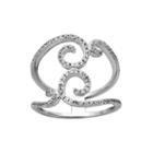 Cubic Zirconia Sterling Silver Multi-swirl Ring