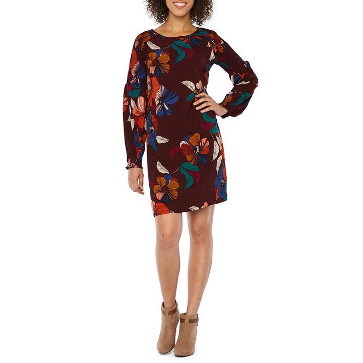 Ronni Nicole Long Sleeve Floral Shift Dress