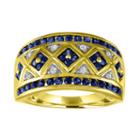 Blue & White Lab-created Sapphire 14k Gold Over Silver Cocktail Ring