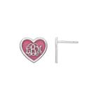 Personalized Sterling Silver 12mm Enamel Heart Monogram Earrings