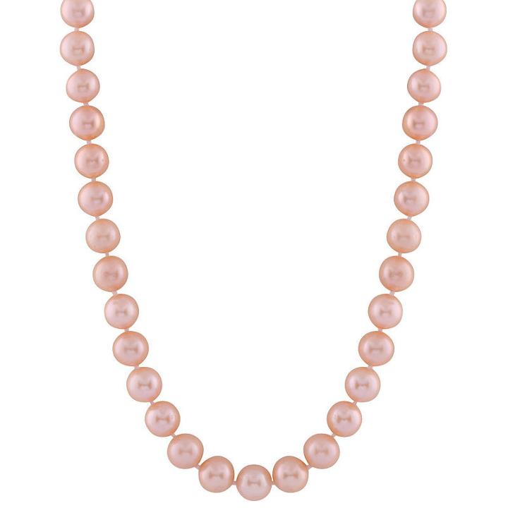 Splendid Pearls Womens 8mm Purple Cultured Freshwater Pearls 14k Gold Strand Necklace