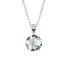 Simulated Aquamarine Sterling Silver Pendant Necklace