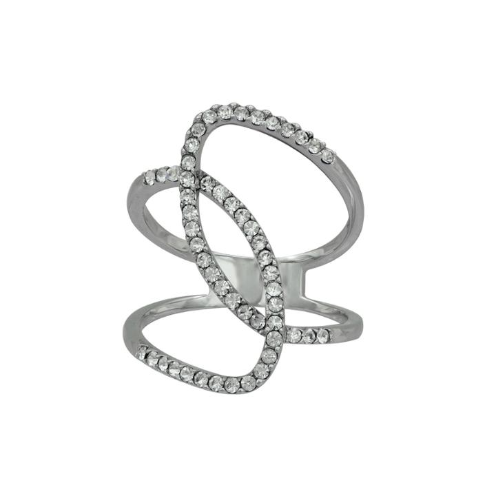 Crystal Sterling Silver Intertwined Circle Ring