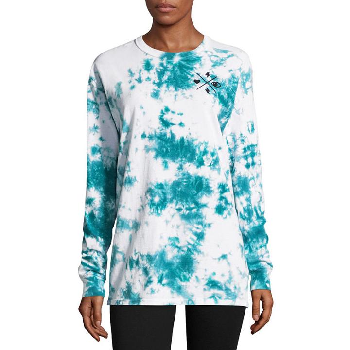 Flirtitude Long Sleeve Crew Neck Graphic T-shirt-juniors