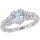 Womens Diamond Accent Genuine Topaz Blue 10k White Gold Heart Cocktail Ring