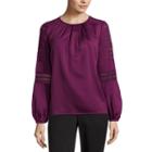 Liz Claiborne Long Sleeve Woven Lace Blouse-talls