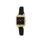Peugeot Womens Gold Tone And Black Petite Crystal Accent Suede Strap Watch 3047gbk