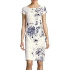 Liz Claiborne Cap-sleeve Floral Print Lace Sheath Dress