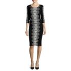 J. Taylor 3/4-sleeve Varigated Pattern Sweater Dress