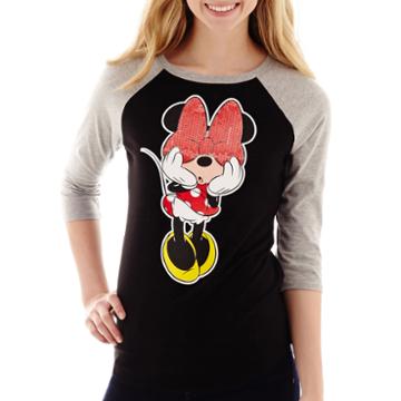 Disney Raglan-sleeve Minnie Mouse Sequin Graphic T-shirt