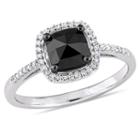 Womens 1 Ct. T.w. Color Enhanced Cushion Black Diamond 14k Gold Engagement Ring