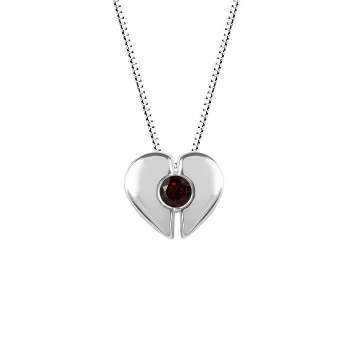 Womens Red Garnet Sterling Silver Pendant Necklace