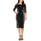 La Cite 3/4 Sleeve Floral Bodycon Dress