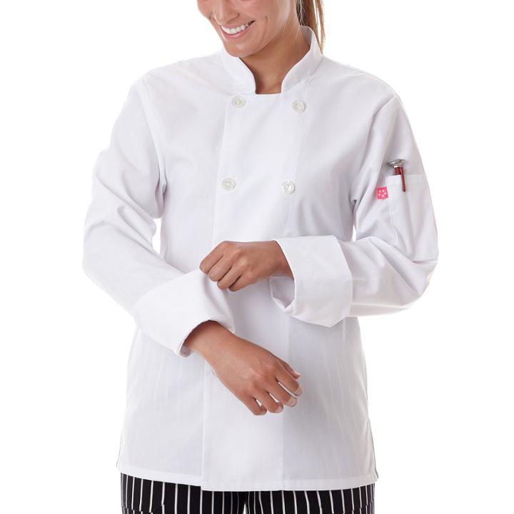 White Swan Womens Long Sleeve Chef Coat-plus
