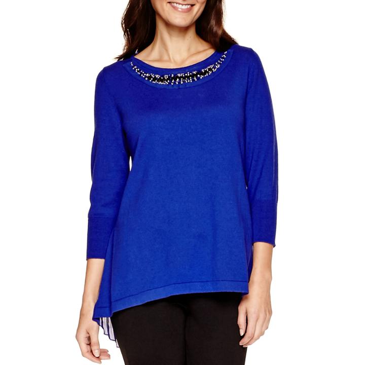 Worthington 3/4-sleeve Embellished Sweater - Tall