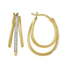 1/10 Ct. T.w. Diamond 14k Yellow Gold Over Sterling Silver Triple Hoop Earrings