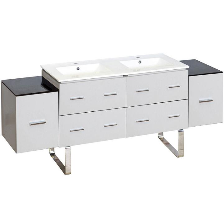 74-in. W Floor Mount White Vanity Set For 1 Hole Drilling